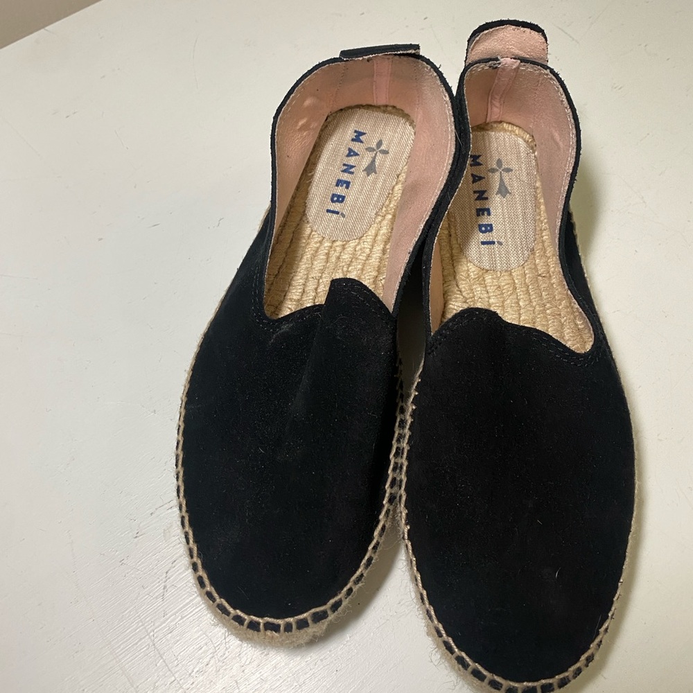 Manebi Suede Hamptons Black Espadrille Women Shoes Size 10/ EU 40 - Picture 10 of 11